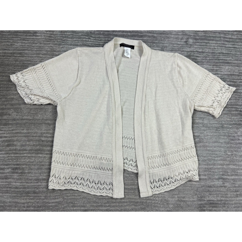 Signature by Robbie Bee Sweater Womens XL Beige Open Front‎ Short Sleeve